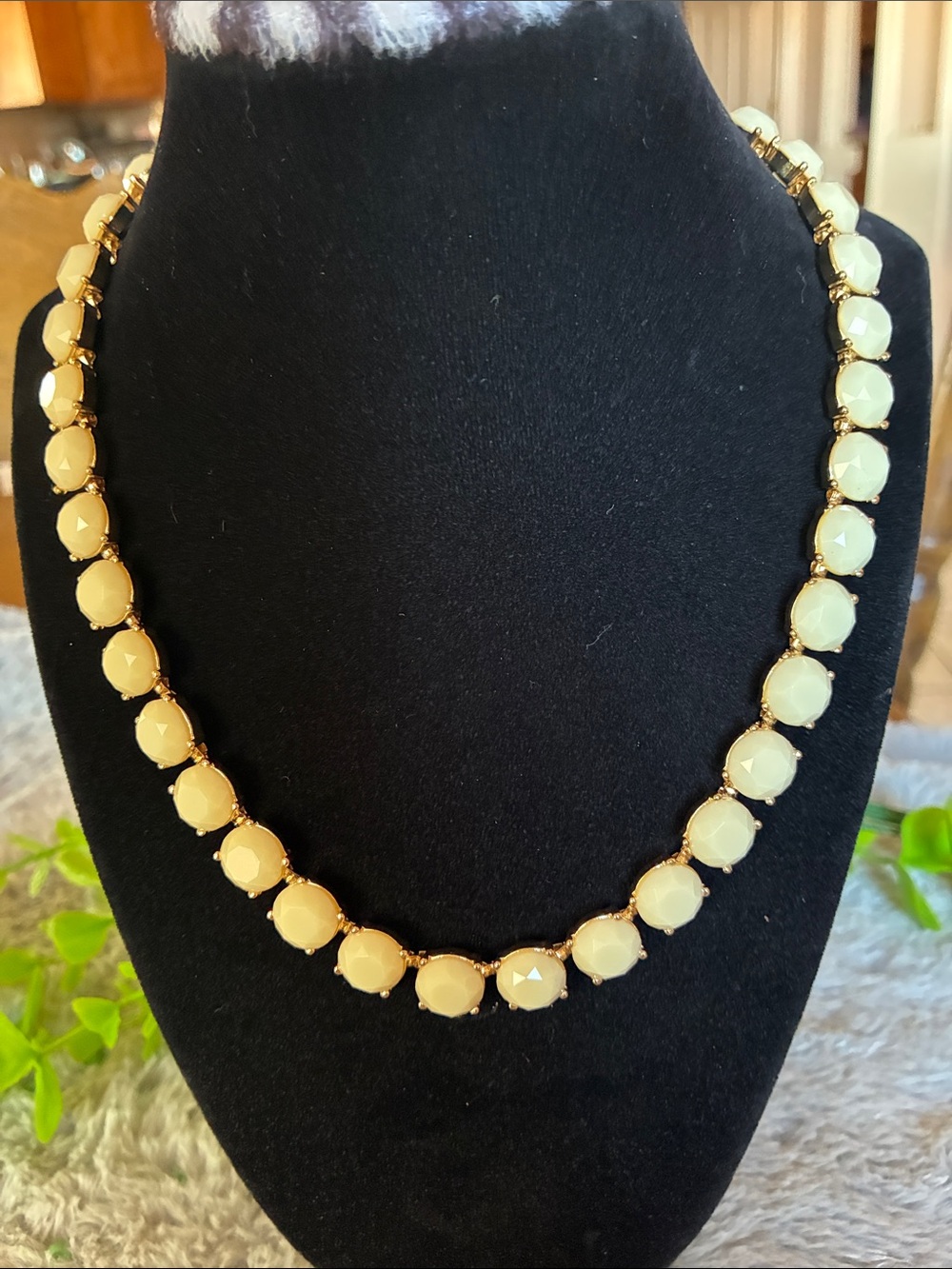 Banana Republic Cream Beaded Gold-Tone Necklace